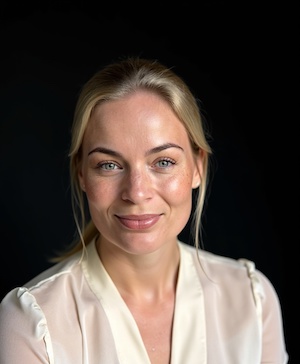 Professional headshot style example with a Dark gradient background