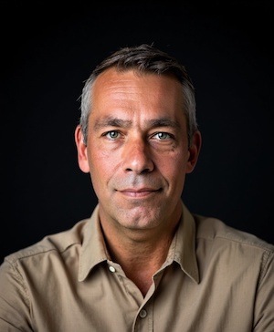 Professional headshot style example with a Black background