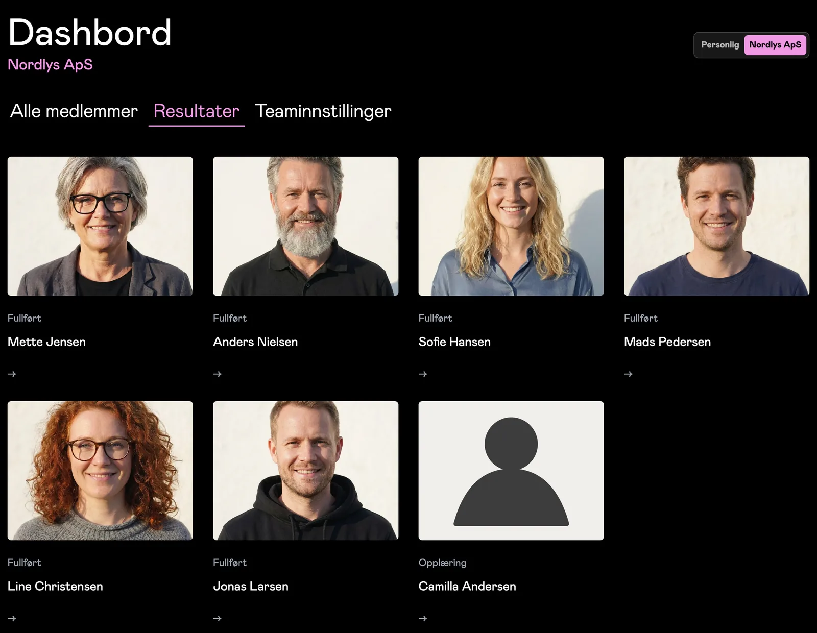Admin-panelet i Headshots, der teamets bakgrunn, stil og medlemmer styres